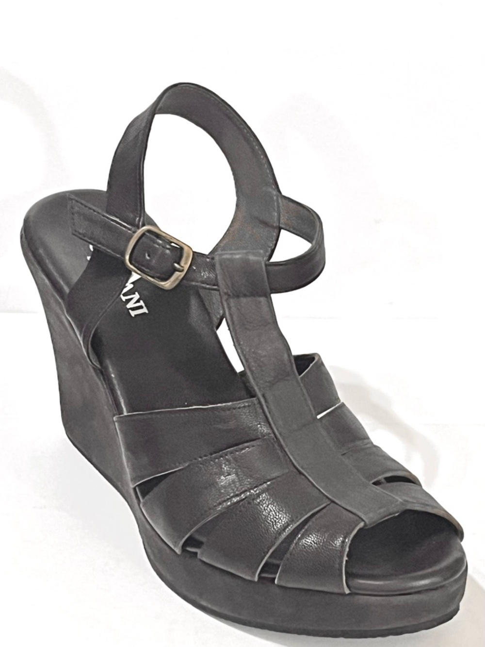 Cordani Calzature Wedge Platform Strappy Ankle Sandals Dark Brown size 8-8.5